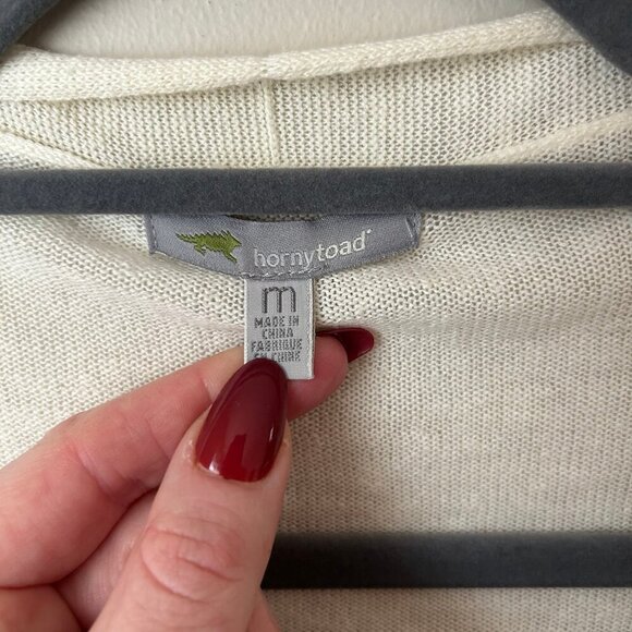 Horny Toad Linen Blend Cream Grey Open Front Cardigan Women’s Size Medium - Picture 3 of 6